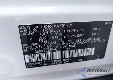 2025 Toyota Rav4 Hybrid Xle из США, поврежденный, VIN JTMRWRFV2SD323216